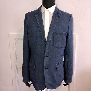 J. Crew 100% Unstructured Linen Blazer Blue 42R